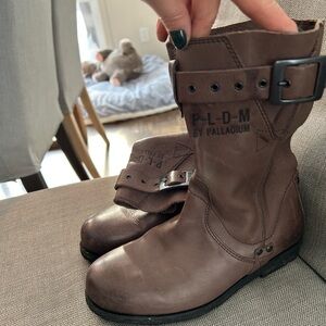 Palladium Dark Brown Leather Moto Boots